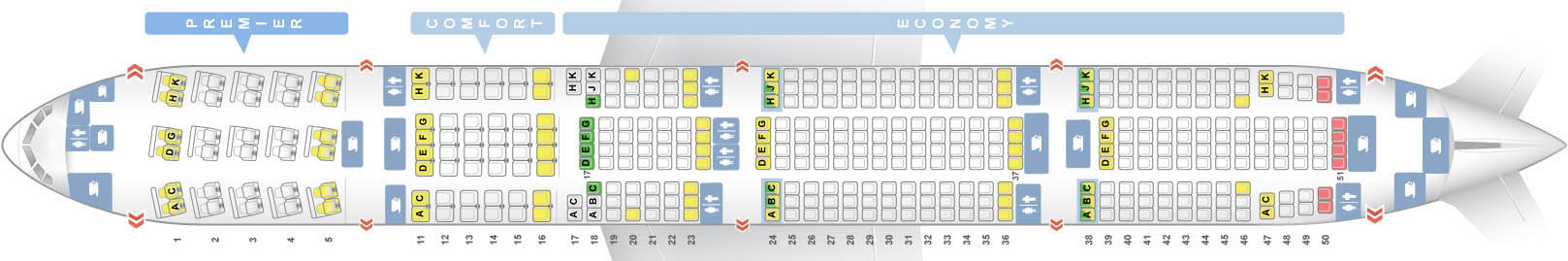 ✈ Боинг 777-300: нумерация мест в салоне, схема посадочных мест, лучшиеместа