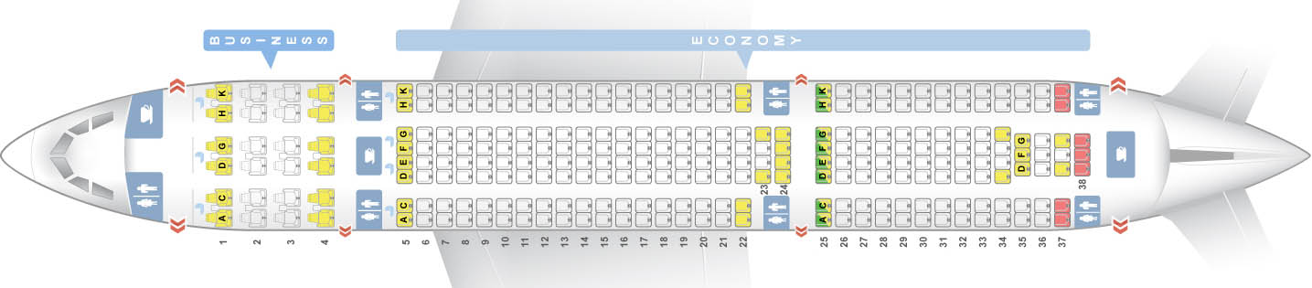 ✈ Самолет \ufeffAirbus A330-200: нумерация мест в салоне, схема посадочных мест,лучшие места