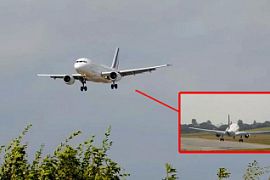 В Бирмингеме самолет чуть не сдуло ветром с посадочной полосы (видео)