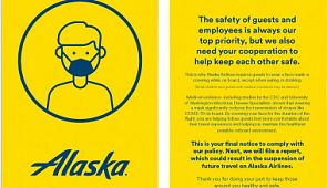 Авиакомпания Alaska Airlines начала выдавать пассажирам штрафные карточки